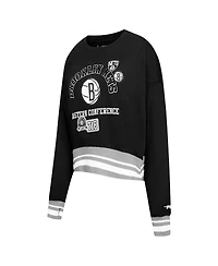 Pro Standard Women's Black Brooklyn Nets Area Code Cropped Pullover Sweatshirt