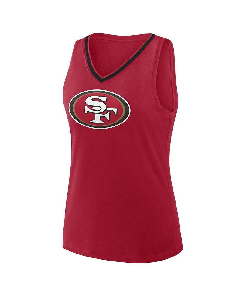 Logo Athletic Women's Scarlet San Francisco 49ers Plus Stellar Win V-Neck Tank Top