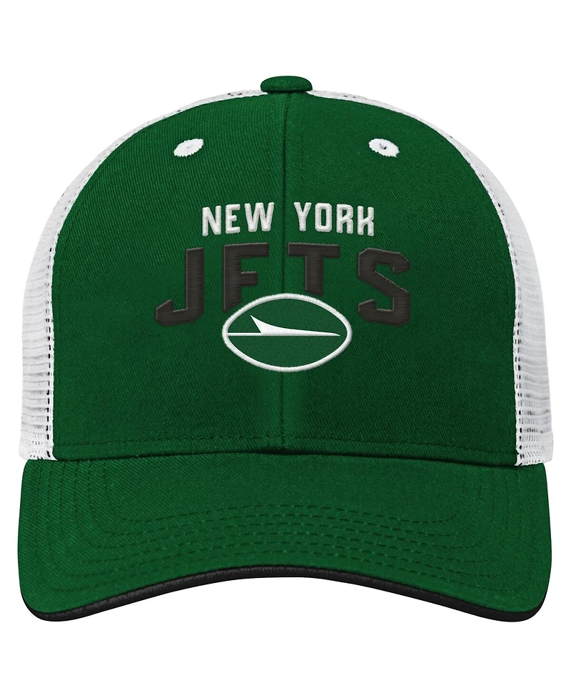 Outerstuff Big Boys and Girls Green New York Jets Core Lockup Trucker Adjustable Hat