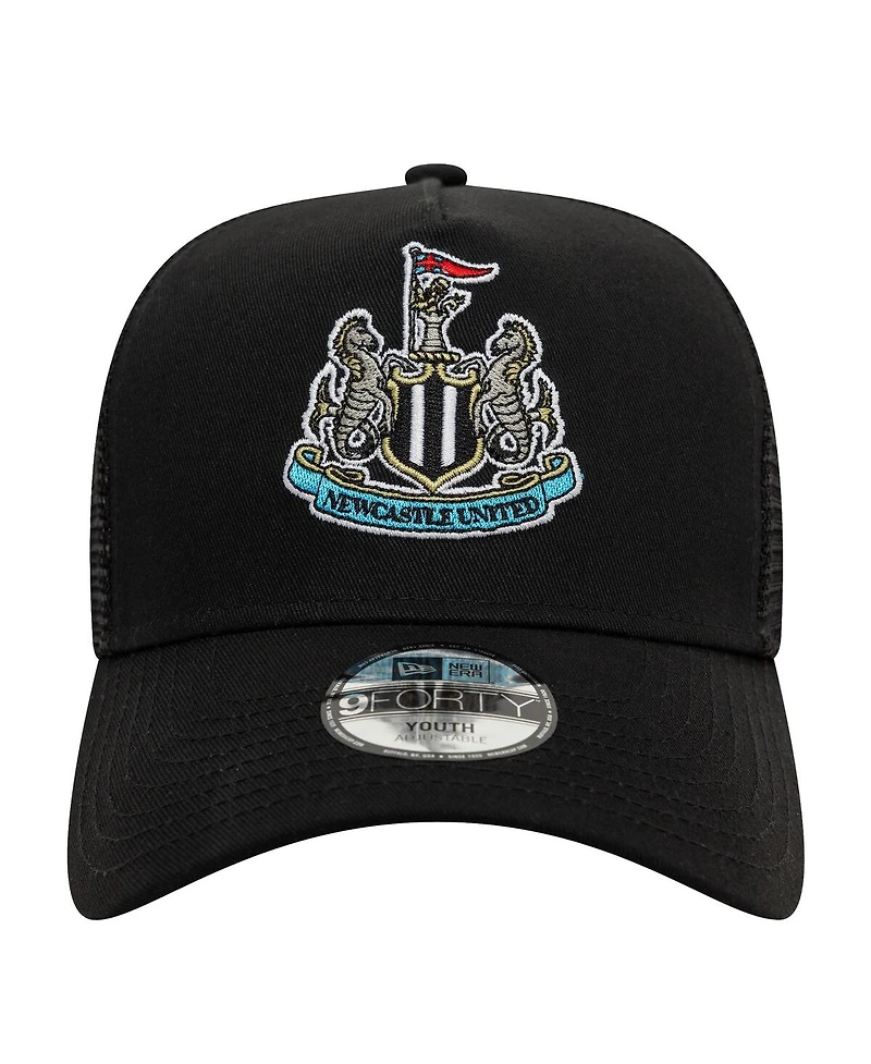 New Era Big Boys and Girls Black Newcastle United Core Trucker Adjustable Hat