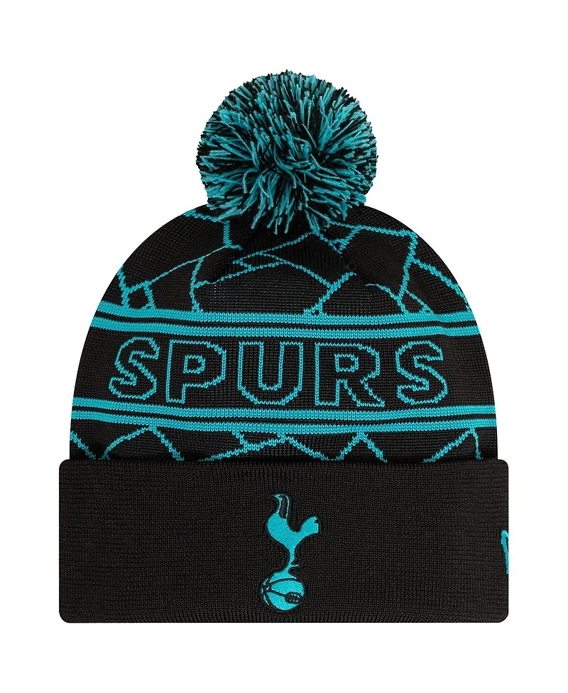 New Era Men's Black Tottenham Hotspur Sport Cuffed Knit with Pom Hat