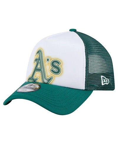 New Era Toddler White/Green Athletics Painted A-Frame 9FORTY Trucker Adjustable Hat