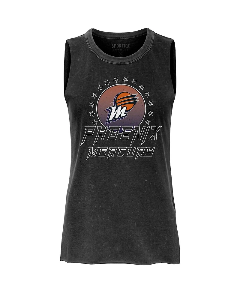 Sportiqe Women's Black Phoenix Mercury Rock Roll Collection Turner Mineral Wash Tank Top