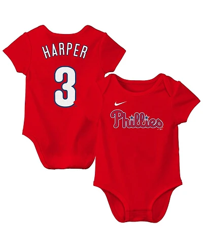 Nike Newborn Bryce Harper Red Philadelphia Phillies Name Number Fuse Bodysuit