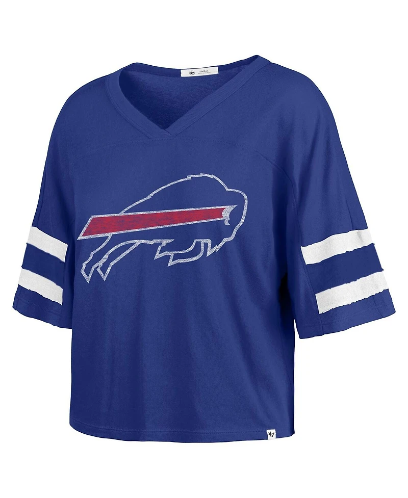 '47 Brand Women's Royal Buffalo Bills Premier Scout Cropped V-Neck T-Shirt