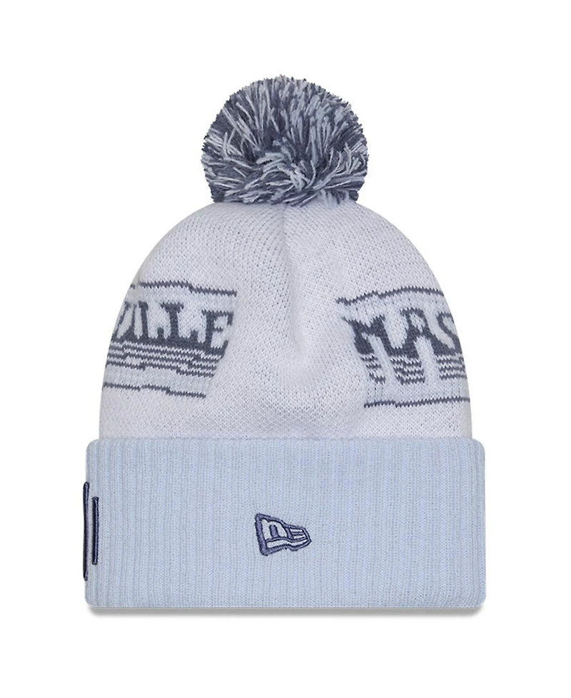 New Era Men's White Nashville Sc 2025 Jersey Hook Cuffed Knit with Pom Hat