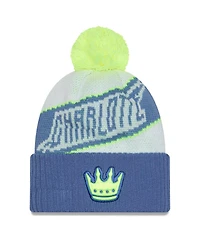 New Era Men's White Charlotte Fc 2025 Jersey Hook Cuffed Knit with Pom Hat