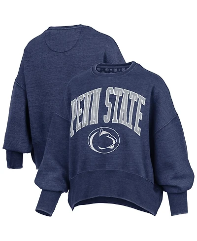 Pressbox Women's Navy Penn State Nittany Lions Oversized Waist-Length Crewneck Sweatshirt