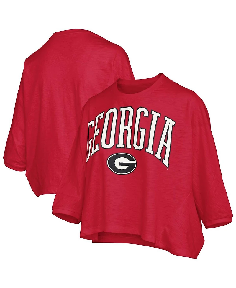 Pressbox Women's Red Georgia Bulldogs Midi Arch Over Logo Oversized T-Shirt
