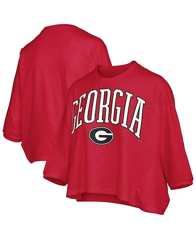 Pressbox Women's Red Georgia Bulldogs Midi Arch Over Logo Oversized T-Shirt