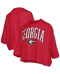 Pressbox Women's Red Georgia Bulldogs Midi Arch Over Logo Oversized T-Shirt