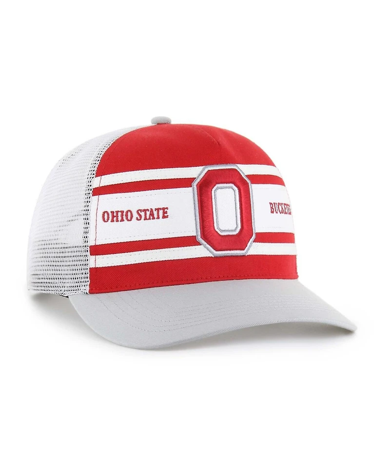 '47 Brand Big Boys and Girls Scarlet/Gray Ohio State Buckeyes Super Stripe Hitch Adjustable Trucker Hat