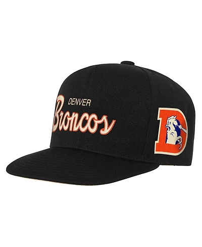 Mitchell & Ness Big Boys and Girls Black Denver Broncos Cream Team Script Snapback Hat