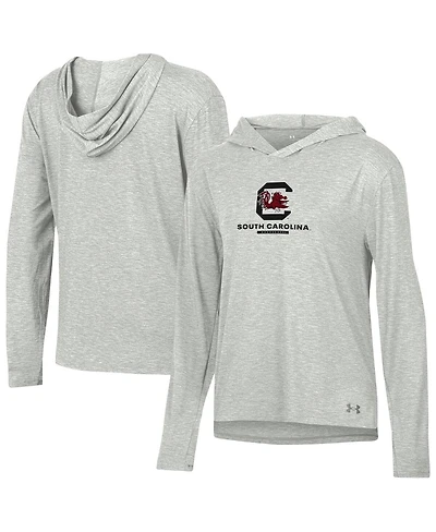 Under Armour Women's Heather Gray South Carolina Gamecocks Tri-Blend Breezy Long Sleeve Hoodie T-Shirt