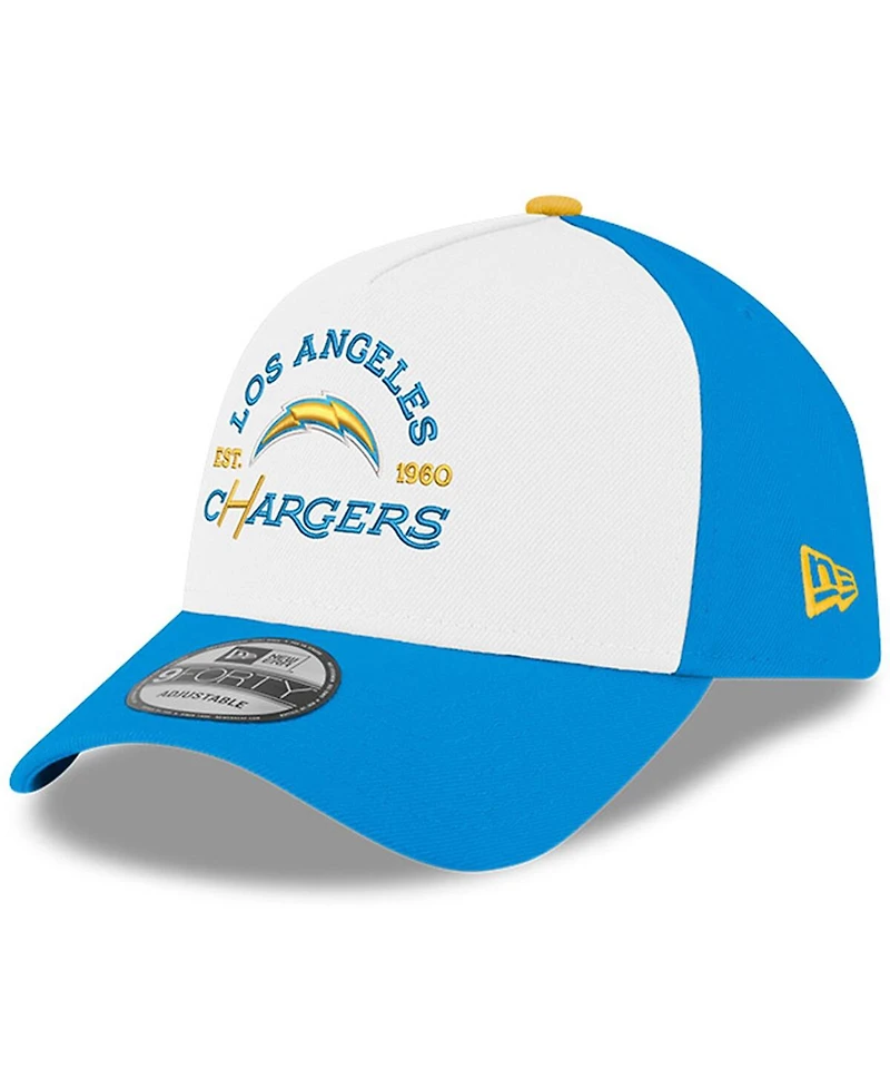 New Era Men's White/Powder Blue Los Angeles Chargers Charger Power A-Frame 9FORTY Adjustable Hat