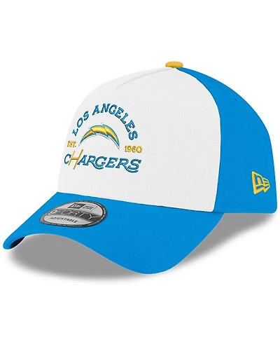 New Era Men's White/Powder Blue Los Angeles Chargers Charger Power A-Frame 9FORTY Adjustable Hat