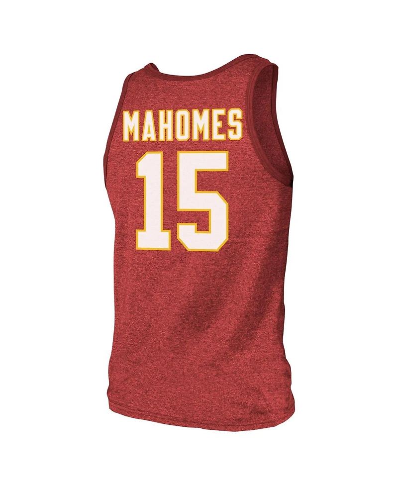 Majestic Threads Men's Patrick Mahomes Red Kansas City Chiefs Tri-Blend Player Name Number Tank Top