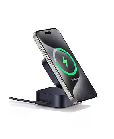 Baseus PicoGo Wireless Charger, Qi2 Certified 15W Magnetic Charger Stand with 65W Retractable Cable, 2-in-1 Wireless Charging Station for Tablet