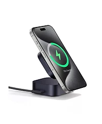 Baseus PicoGo Wireless Charger, Qi2 Certified 15W Magnetic Charger Stand with 65W Retractable Cable, 2-in-1 Wireless Charging Station for Tablet