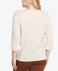 Alfred Dunner Petite Textured Scroll Knit Top