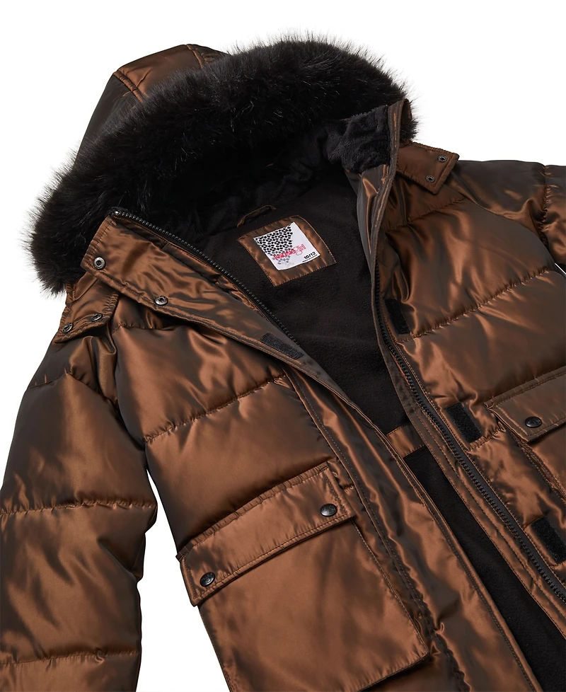 Kensie Girl Big Girls Iridescent Hooded Puffer Jacket