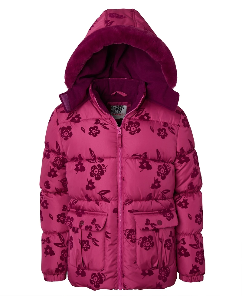 Kensie Girl Big Girls Flocked Floral Puffer Jacket