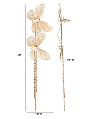 Jessica Simpson Long Butterfly Drop Earrings in Shimmering Gold-Tone