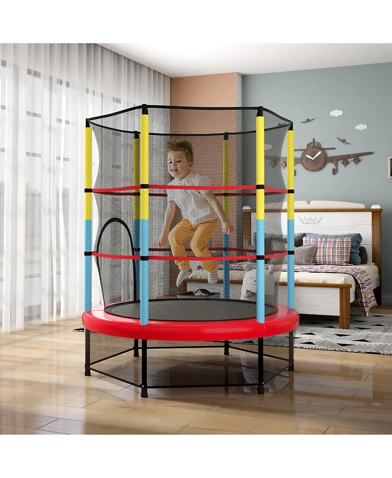 Akiudex 55 Inch Kids Indoor Outdoor Trampoline with Safety Enclosure
