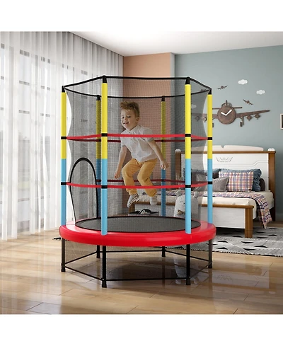 Akiudex 55 Inch Kids Indoor Outdoor Trampoline with Safety Enclosure