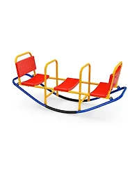 Akiudex 3-Seater Kids Teeter Totter with Backrest and Handrails for Ages 3–8
