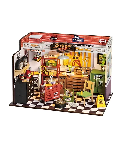 Robotime 3d Wooden Puzzles Diy Garage Workshop Building Kit, Multicolored, 9.4"5.9"6.7"