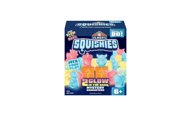 Elmer's Squishies Diy Craft Kit Bundle: Mix & Match Characters & Glow-in-the-Dark Mystery Squishy Toys – Kids Activity Kits, 25 Pieces Total