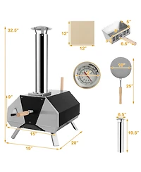 Costway Outdoor Pizza Oven Machine 12'' Pizza Grill Maker Portable with Foldable legs