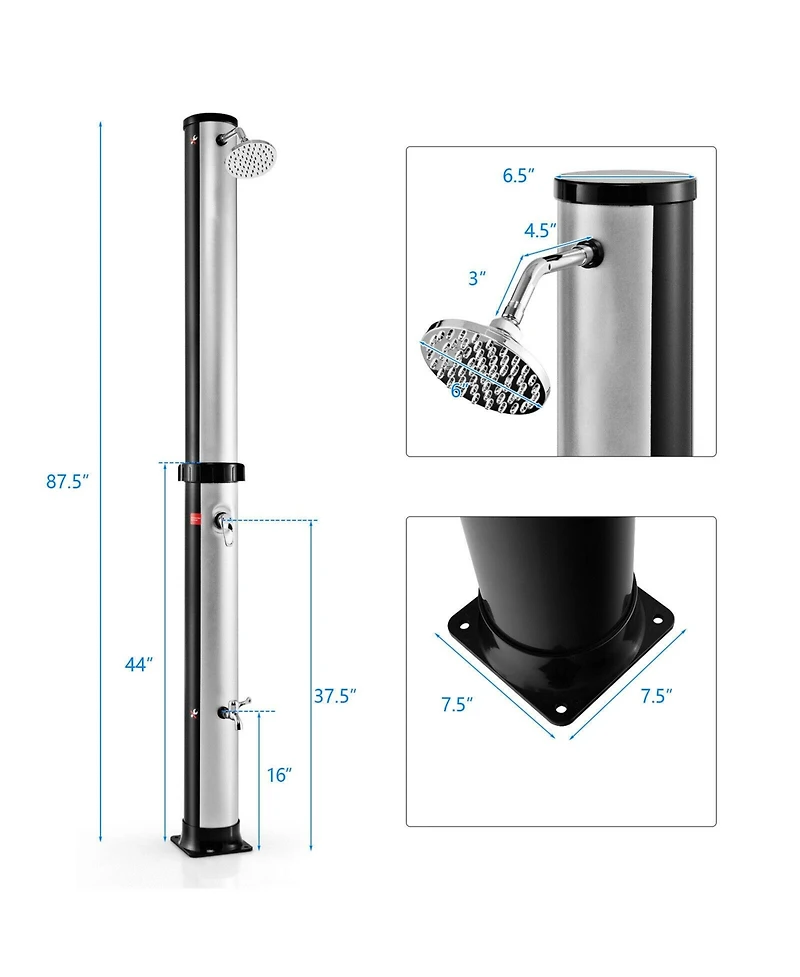 Akiudex Solar Heated Outdoor Shower with Foot Rinse and 10 Gallon Tank