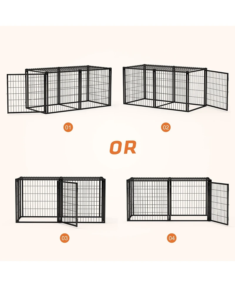 Aostirmotor 63 in. L x 29.9 in. W x 31.9 in. H. Dog Crate 63" Dog Kennel for Small Medium Dogs, Puppy Dog Playpen with Top in Black.