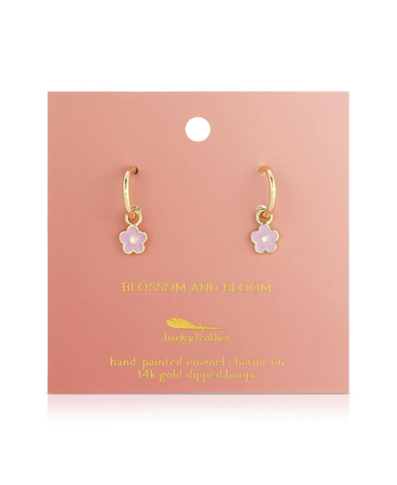 Lucky Feather Hoops with Drop - Flower - Flower