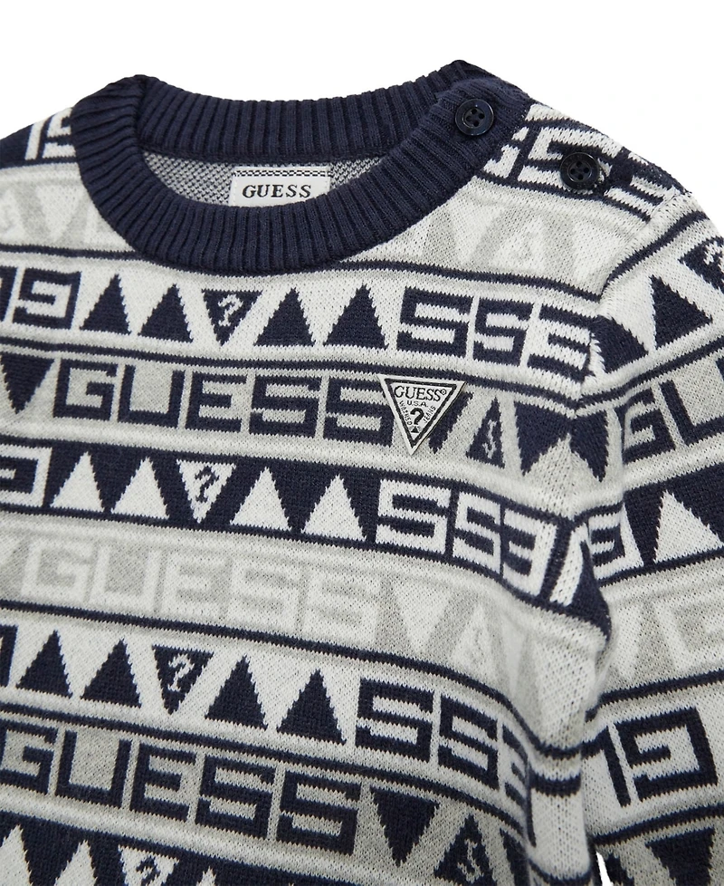 Guess Baby Boys 2-Piece Long Sleeve Crew Neck Sweater and Pant Set