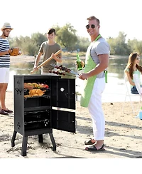 Costway Vertical Charcoal Smoker Bbq Barbecue Grill w/ Temperature Gauge Outdoor