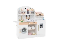 Akiudex Kids Wooden Kitchen Set with Drink Station and Accessories