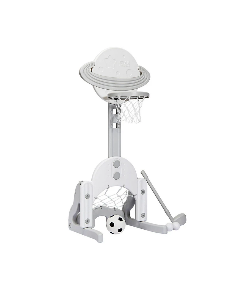 Akiudex 3 in 1 Adjustable Kids Basketball Hoop with Soccer and Golf Game