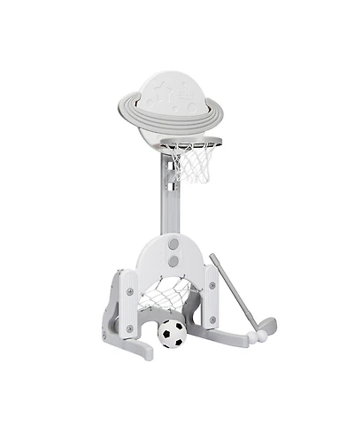 Akiudex 3 in 1 Adjustable Kids Basketball Hoop with Soccer and Golf Game