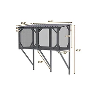 Aostirmotor 43.3 in. Outdoor Cat Enclosure with Bug Proof Net for Sunbathing, Napping and Viewing, Window Perch in Gray