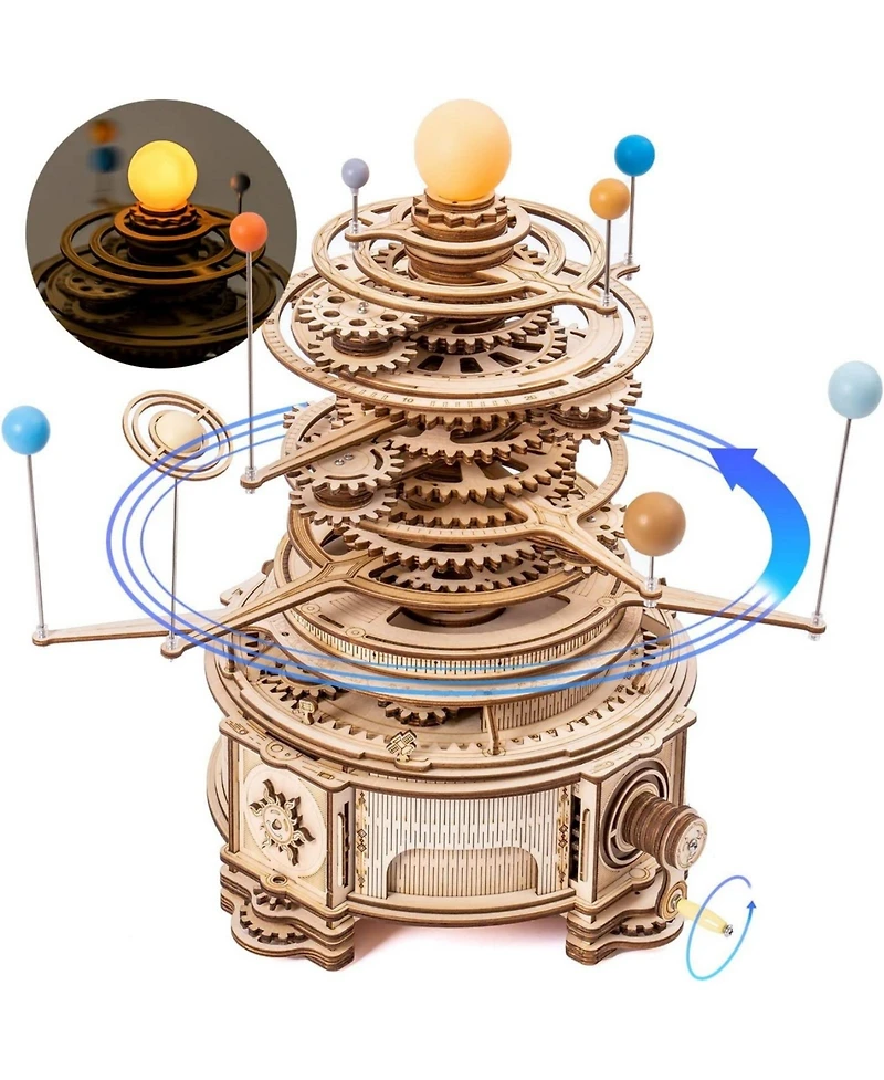 Robotime 316 Pieces 3D Wooden Puzzle Orrery Solar System Model Kit, Multicolored, 13"12.6"13.8"
