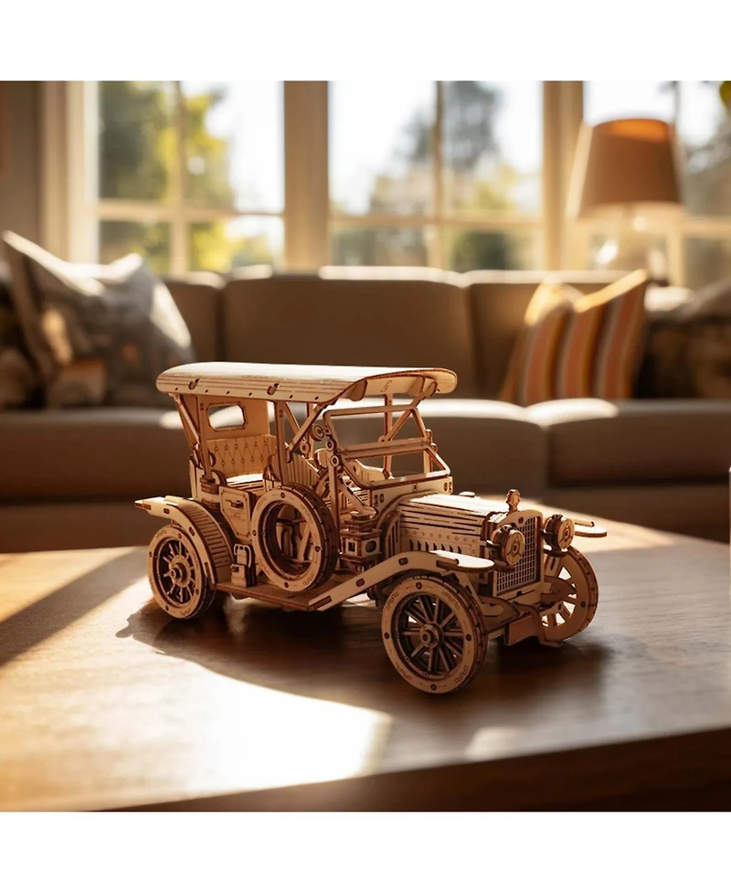 Robotime 3D Wooden Puzzle Vintage Car 1:15 Scale Exquisite Wood Craft Kit Gift for Adults Desk Toys Gift for Boys/Girls, 7.5"3.6"4.5"
