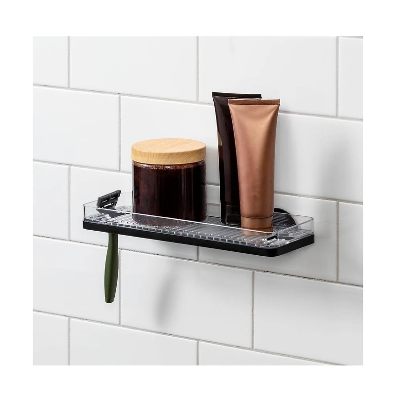 iDesign Self-Adhesive Shower Shelf with Razor Holder
