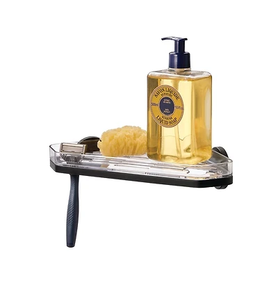 iDesign Self-Adhesive Corner Shower Shelf with Razor Holder