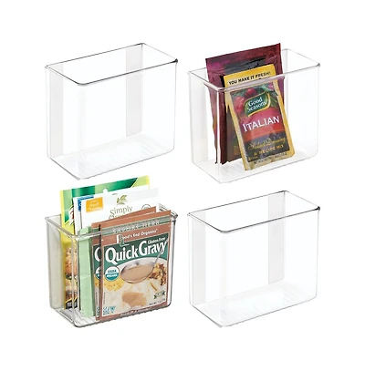 iDesign Adhesive Organizer Bin for Kitchen - Set of 4 - Clear