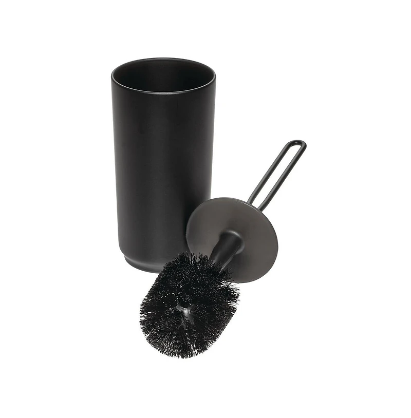 iDesign Stainless Steel Toilet Brush and Holder for Bathroom - Matte Black