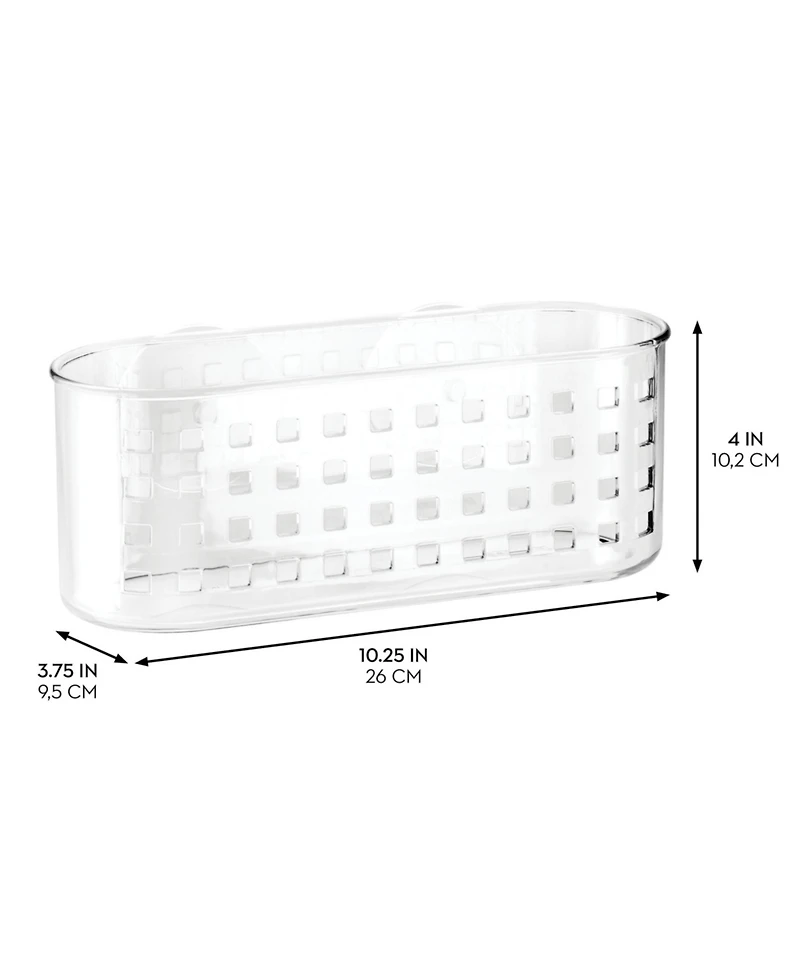 iDesign Plastic Suction Shower Basket for Bathroom, Set of 2, Clear, Made in Usa