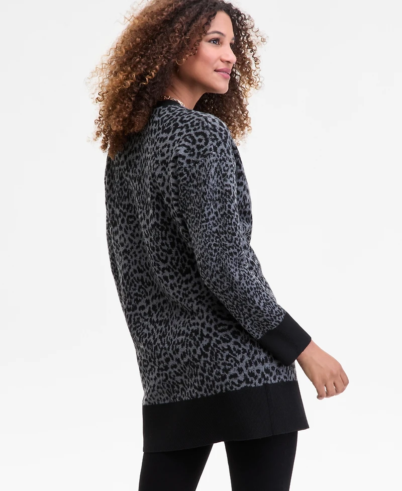 I.n.c. International Concepts Women's Jacquard Animal-Print Long Cardigan, Macy's Exclusive